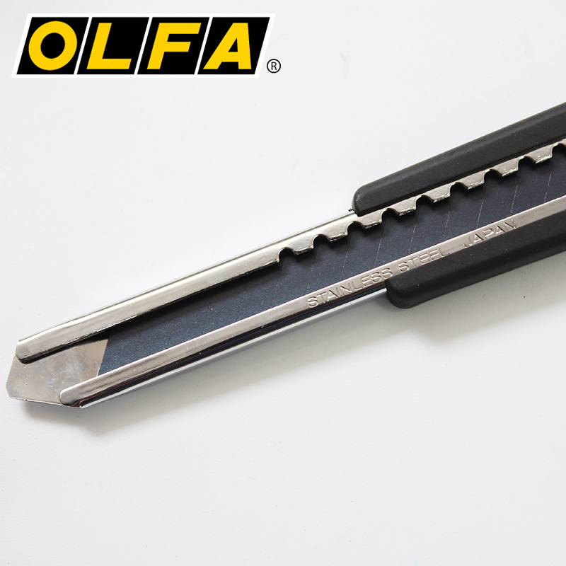 日本OLFA加长美工刀185B小号薄黑钢切割刀 锋利墙纸壁纸刀片刀架