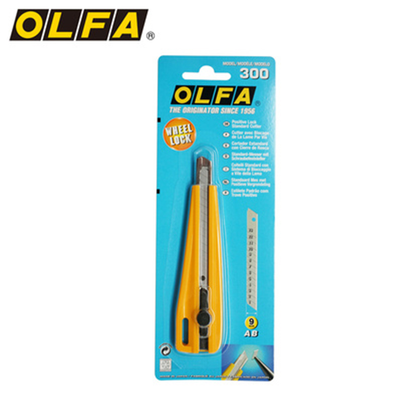 OLFA日本300标准型小刀螺栓加强固定切割刀配套9mm刀片美工刀
