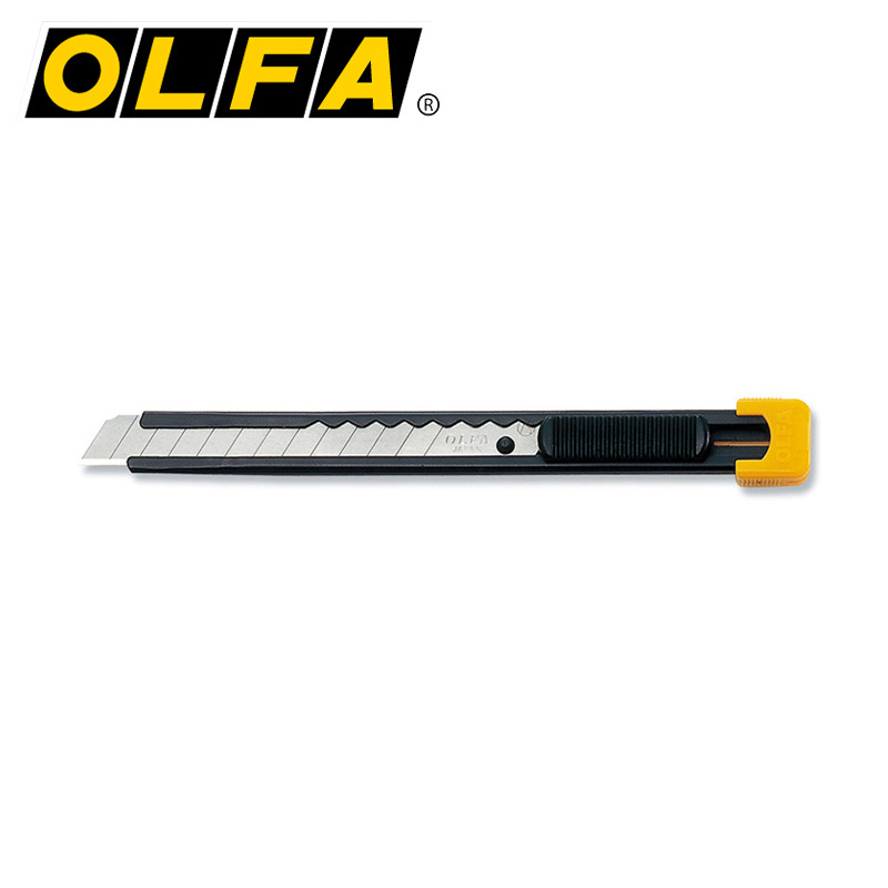 OLFA小型轻便金属握柄美工刀9mm轻便小巧美工刀黑色金属外壳/S刀