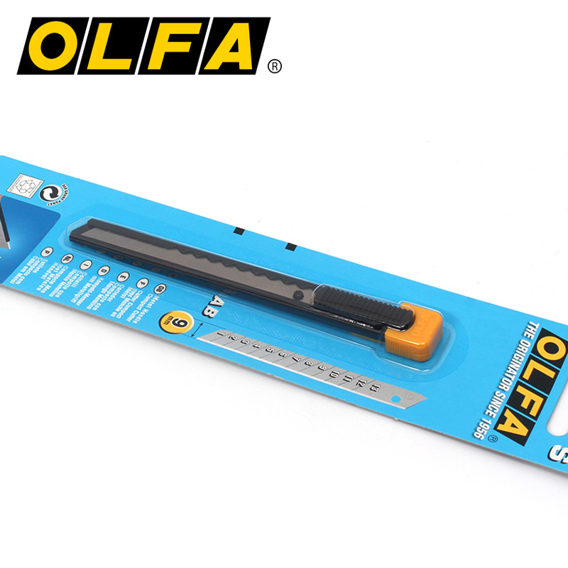 OLFA小型轻便金属握柄美工刀9mm轻便小巧美工刀黑色金属外壳/S刀
