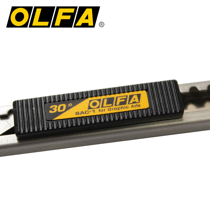 日本OLFA SAC-1不锈钢小型30度角美工刀削笔刀架切割刻刀贴膜专用刀